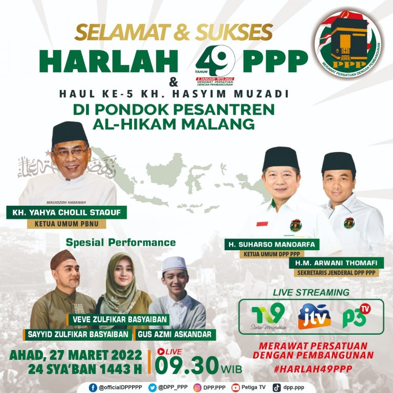 Ketum PBNU Bakal Hadir di Perayaan Puncak Harlah PPP