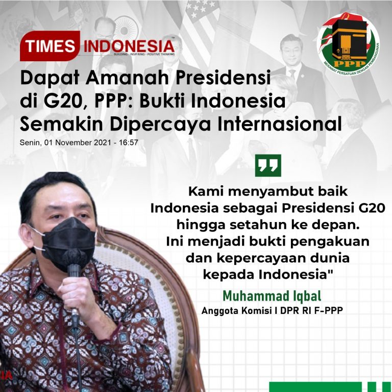 Indonesia Dapat Amanah Presidensi di G20, PPP Berikan Apresiasi