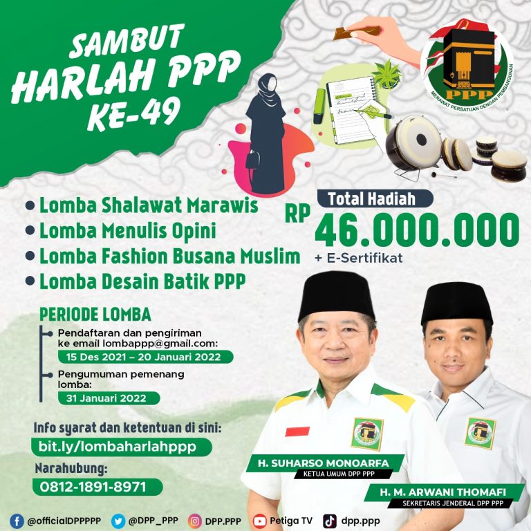 Sambut Harlah ke-49, PPP Gelar Lomba Marawis hingga Desain Batik