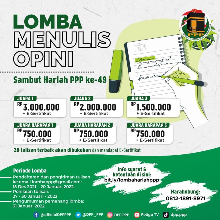 Lomba Menulis Opini Sambut Harlah PPP ke-49