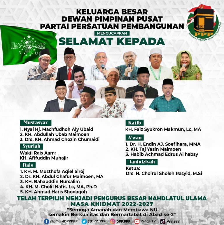 Ini Jajaran Elite PPP yang Masuk Kepengurusan PBNU Periode 2022-2027