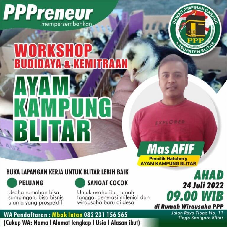 Tingkatkan Ekonomi Masyarakat, PPP Blitar Gelar Workshop Budidaya Ayam Kampung
