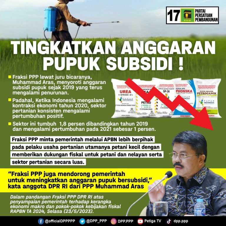 Fraksi PPP Dorong Peningkatan Anggaran Pupuk Subsidi