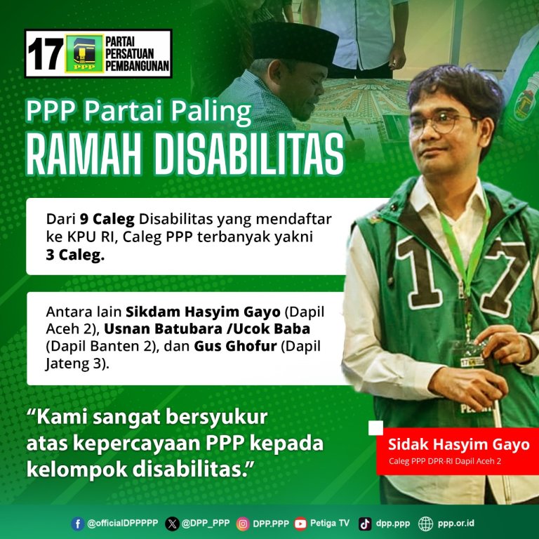 PPP Beri Peluan Disabilitas Maju Jadi Caleg DPR RI
